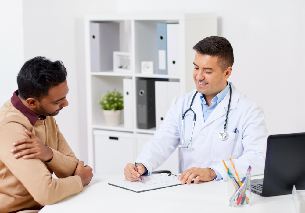 a male doctor with patient