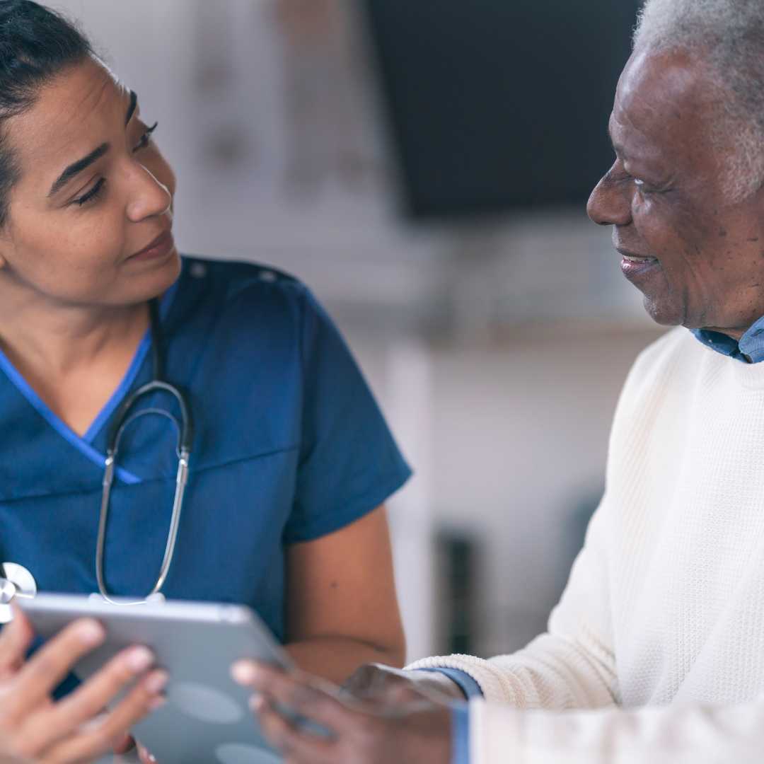 african american doctor with patient