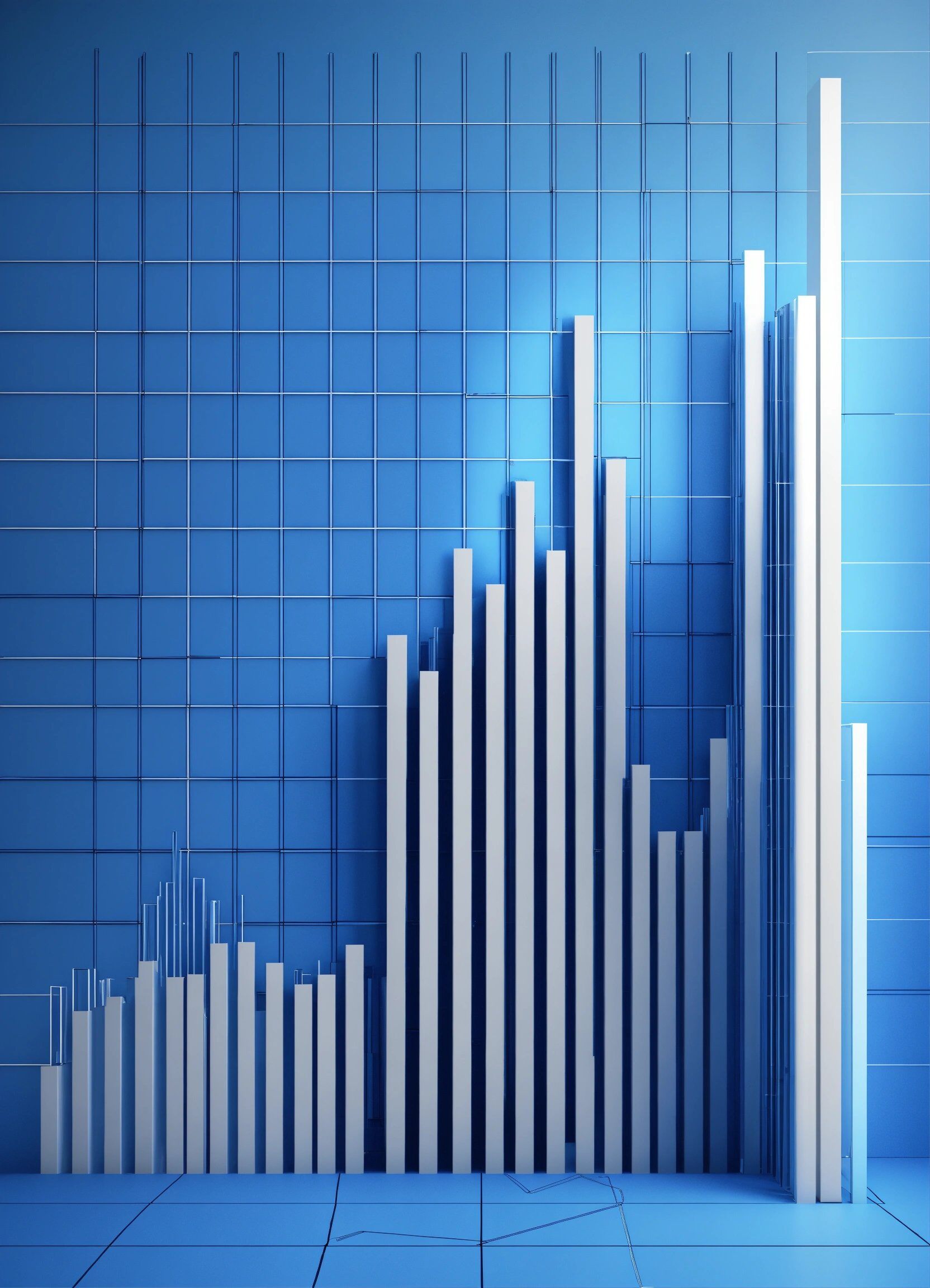 blue line chart going up 3d