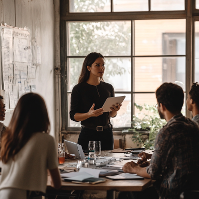 joshhy1953_a_woman_leading_a_group_meeting_at_her_company_reali_426e6bc2-5272-4854-8ec0-37914637cb03-1